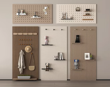 Modern Hole Board Wall Decorations Photo Wall Storage Rack Blackboard Whiteboard Notes Wall Magazine CD 3d model