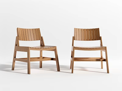 Modern Wooden Dining Chairs With Slat Back Design And Sturdy Structure 3d model