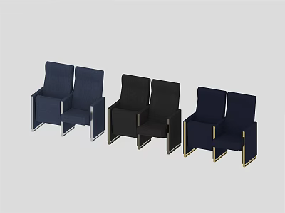 Modern Double Seat Public Chairs With Blue Black Color And Metal Frame 3d model