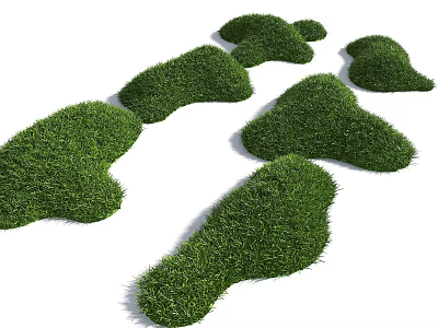 Green Grass Covered Micro Landforms With Various Shapes And Natural Design 3d model