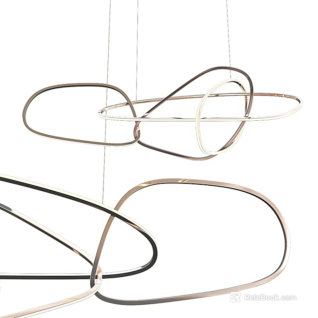 Modern Curved Metal Frame Chandelier Design For Contemporary Interior Decor 3d model 