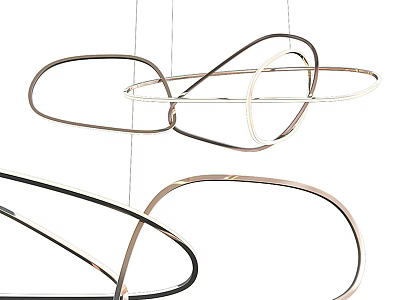 Modern Curved Metal Frame Chandelier Design For Contemporary Interior Decor 3d model