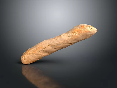Golden Artisan Baguette Bread With Textured Crust Isolated On Dark Background 3d model