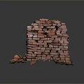 Red Brick Stacked Structure With Irregular Layers And Green Moss Base 3d model
