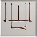 Modern Copper Pendant Light With Curved Metallic Structure And Multiple Hanging Rods 3d model