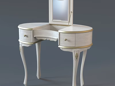 Elegant White Dining Table With Round Top Curved Legs And Gold Accents 3d model