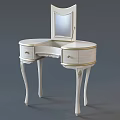 Elegant White Dining Table With Round Top Curved Legs And Gold Accents