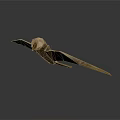 Brown Origami Bird Paper Craft in Flying Pose on White Background