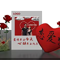 Romantic Love Season With Couple Red Roses Heart Shaped Balloon And Promotion