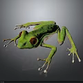 Artisan Crafted Lifelike Green Frog With Vibrant Red Eyes And Detailed Limbs