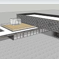 Cultural Center Building With Geometric Facade Glass Windows And Metal Frame Design