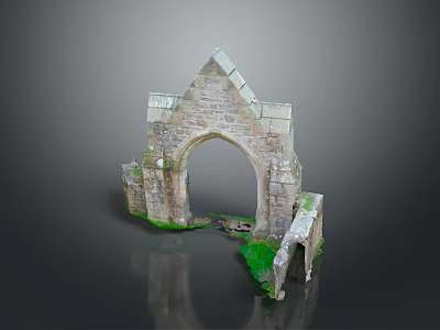 Ancient Stone Arch Ruin with Moss Covered Bricks and Weathered Historical Structure 3d model