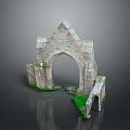 Ancient Stone Arch Ruin with Moss Covered Bricks and Weathered Historical Structure 3d model