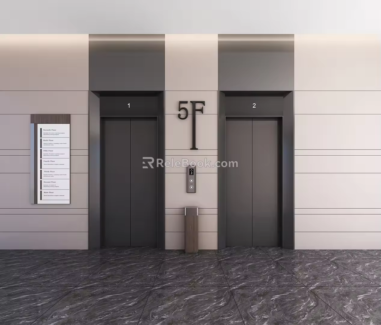Style Elevator Aisle Corridor Public Area Features Office Building Elevator 3d model