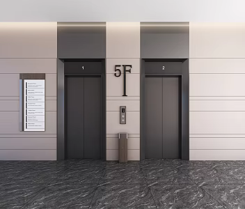 Style Elevator Aisle Corridor Public Area Features Office Building Elevator 3d model