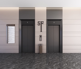 Style Elevator Aisle Corridor Public Area Features Office Building Elevator 3d model