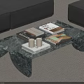 Modern Marble Coffee Table With Books And Candles In Living Room