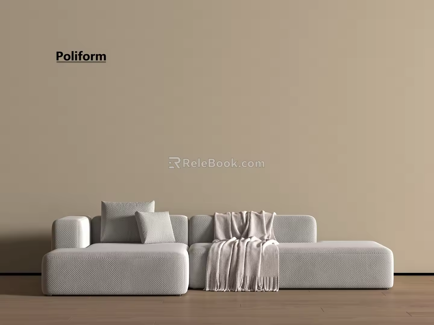 Cream Simple L-shaped Sofa Double Sofa Casual Sofa Right Angle Sand 3d model
