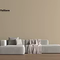 Cream Simple L-shaped Sofa Double Sofa Casual Sofa Right Angle Sand 3d model