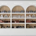 White Arched Display Shelves Featuring Skin Care Products Wash and Care Items and Facial Masks