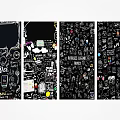 Creative Hand Drawn Graphics With Doodles Icons And Text On Black Background