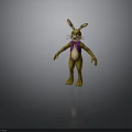 3D Rabbit Character With Yellow Body Purple Bow Tie And Standing Pose