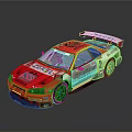 Red and White Racing Car With Sponsor Logos Rear Wing And Number 2