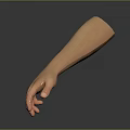 Man's Extended Arm With Open Palm Against Gray Background And Reflection