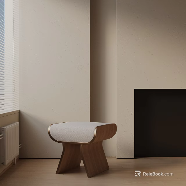 Modern Side Table With Curved Wooden Legs And Light Upholstered Top In Living Area Interior 3d model 