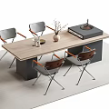 Sleek Modern Bar Counter with Wooden Top Gray Chairs Orange Armrests and Table Decor