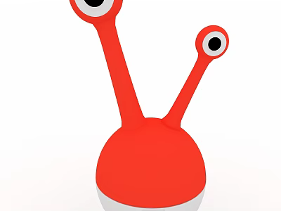 Red Doll with Long Red Antennas Big Black and White Eyes and Round Body 3d model
