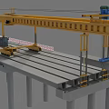 Bridge Girder Erector With Track System Installing Concrete Girders During Bridge Construction 3d model