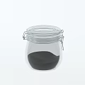 Transparent Glass Spice Jar With Metal Clasp Lid Containing Black Powder