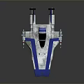 Sci Fi Blue And Silver Spaceship Model With Futuristic Wings And Cockpit 3d model