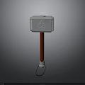 Silver Mjolnir Hammer With Triangular Symbol Blue Top And Red Handle