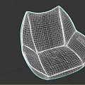 Blue Modern Single Seater Sofa with Curved Backrest and Armrests Upholstered in Soft Fabric