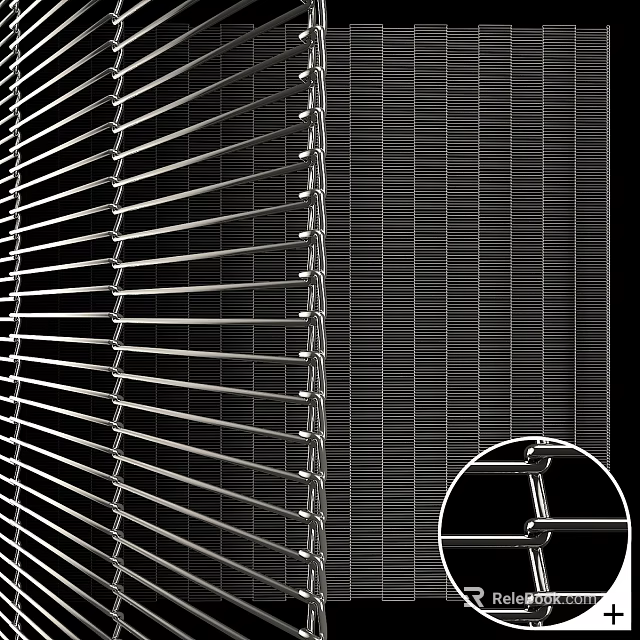 Modern Metal Mesh Partition With Grid Structure And Decorative Lines 3d model