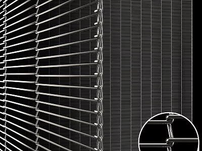 Modern Metal Mesh Partition With Grid Structure And Decorative Lines 3d model