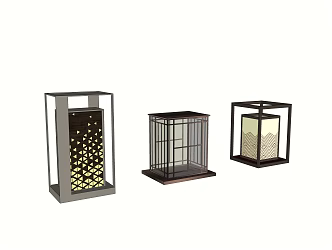 New Chinese style landscape lamp SU model 3d model