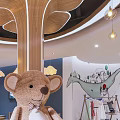Modern Kindergarten Interior With Tree Structure Teddy Bear And Reception Area 3d model