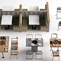 Booth Style And Standalone Dining Tables With White Tabletops Wooden Frames And Chairs