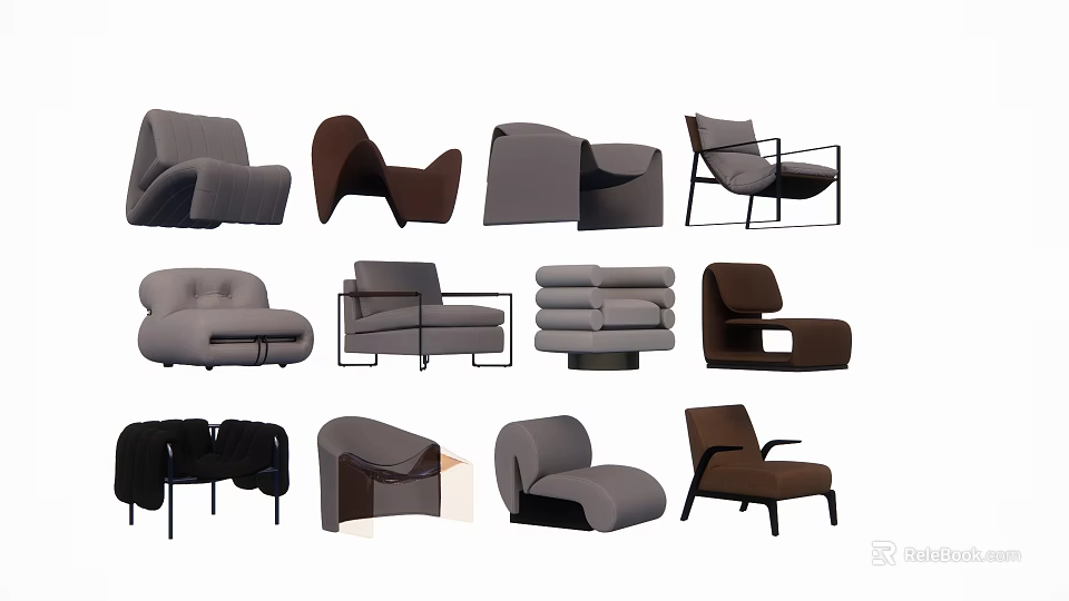 Contemporary Table And Chair Combinations Featuring Modern Designs And Neutral Tones 3d model 