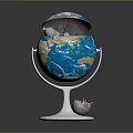Detailed Decorative Globe Interior With Marine Animals And Small Astronaut Model