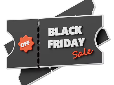 Decorative Ornament Set For Black Friday Sale With Ticket And OFF Tag Design 3d model