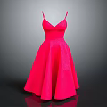 Pink Sleeveless Evening Dress With Spaghetti Straps And Flared Skirt