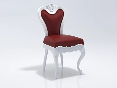 Elegant Leisure Chair With White Frame Red Cushion And Curved Legs Design 3d model