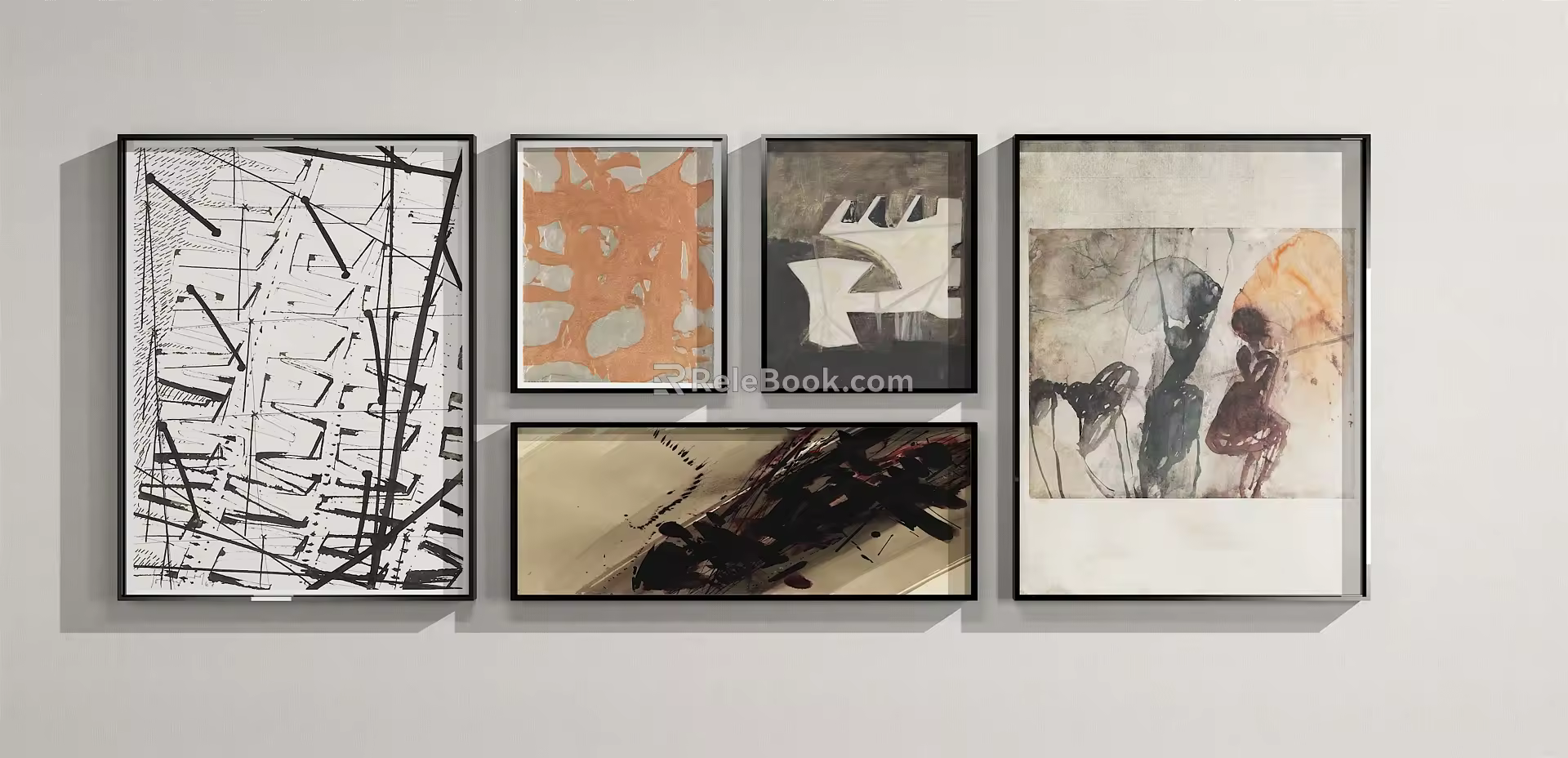 Modern Abstract Painting Abstract Hanging Painting Combination Ornaments 3d model