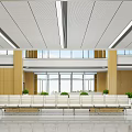 Modern Lobby Reception Area With Large Screen Wooden Decor And Green Plants