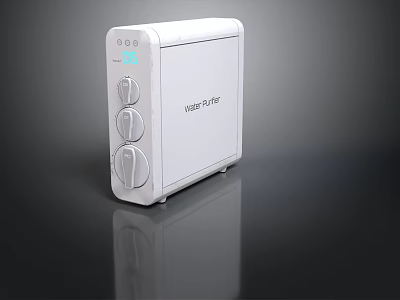 Modern White Water Purifier With Control Knobs And Blue Indicator Light Design 3d model