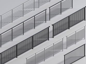 Modern Guardrail Railing Fence Stainless Steel Railing 3d model